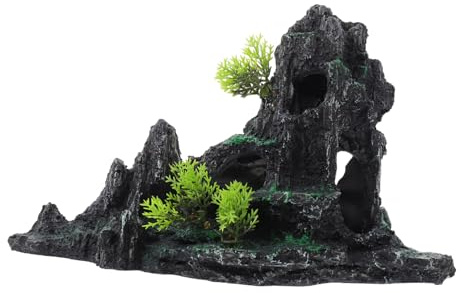 Cabilock Statue de Rocher Résine pour Aquarium Décor Paysager Sécurisé et Réaliste pour Poissons et Crevettes Cachette Naturelle pour Aquarium Eau Douce