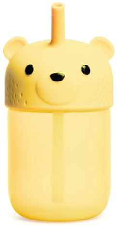 Munchkin Gentle Transition Honey Bear Straw Cup for Babies and Toddlers 6 Months and Up, Squeezable Sippy Bottle for Easy Drinking, 9 Ounce, Yellow