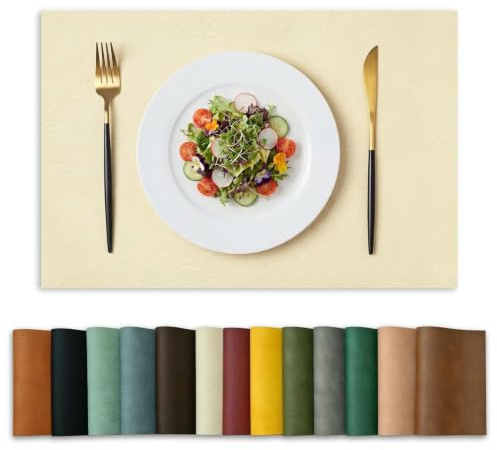 Artoid Mode Beige PU Faux Leather Manteles Individuales Set de 6, 30x45cm Repelentes a la Suciedad Resistentes al Calor Manteles Individuales Decoración de Cocina