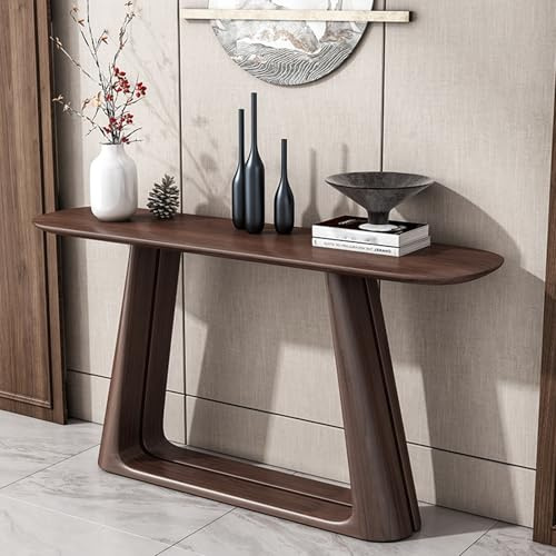 Tqertrtfxa Table d'entrée Murale,Table d'entrée en Noyer Noir,Table d'appoint étroite et Simple en Bois Massif,Convient aux Salons,entrées,couloirs et Bureaux