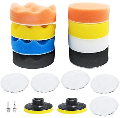 Set di per lucidatura - Kit di raccolta per lucidatura professionali per auto, include adattatore per trapano universale multipli in spugna di lana, di preparazione mul