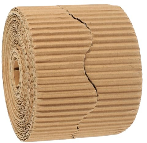 SHERCHPRY Rollo de Borde Festoneado de Cartón Ondulado para Manualidades 1 Pieza Color Kraft Decorativo para Tablón de Anuncios Resistente para Aula y Oficina Bordes DIY Creativos