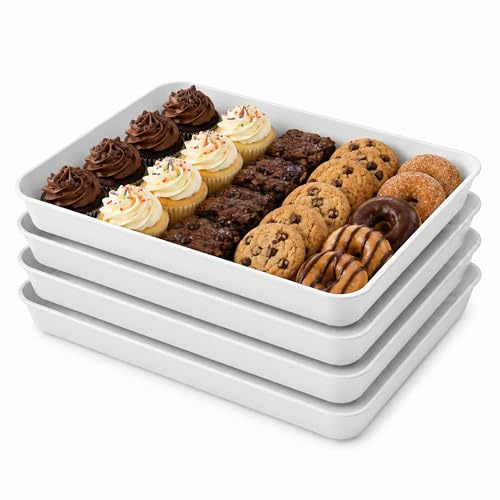 URMONA 4 Bandejas para Servir, 36 × 26 cm, Plástico Reutilizable sin BPA