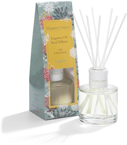 Hassett Green London - Enlighten Patchouli - Fragrance Oil Reed Diffuser - 100ml Glass Bottle with 8 Fibre Reeds