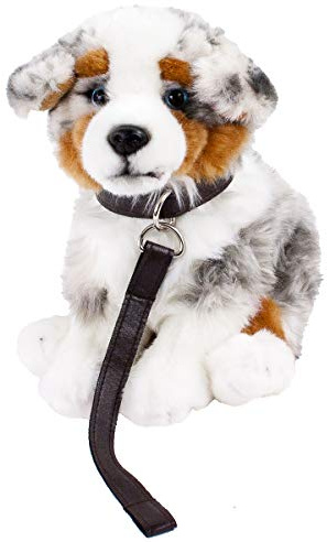Kuscheltier Australian Shepherd sitzend grau/weiß/braun 26cm Plüschhund
