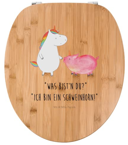 Mr. & Mrs. Panda Motiv WC Sitz Einhorn Schwein - Geschenk, Klobrille, Freundschaft, Einhörner, Schweinchen, Unicorn, Einhorn Deko, Toilettendeckel,