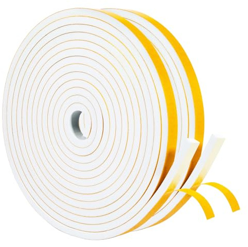 Yotache Dichtungsband Fenster 12 mm(B) x 6 mm(D) Dichtungsstreifen Super Klebrig Türdichtung Dichtband Klimaanlage Isolierband Flammhemmendes Dichtungsband (2 Rollen je 4M lang) Weiß