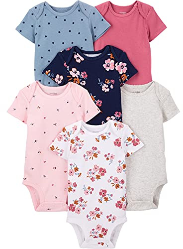 Simple Joys by Carter's Baby Mädchen 6-Pack Short-Sleeve Bodysuit Body, Mehrfarbig/Floral/Streublumen/Tropisch/Tupfen, Frühchen (6er Pack)