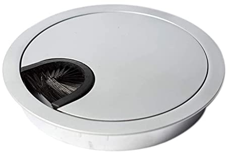 sossai® Kabeldurchführung/Kabeldurchlass/Schreibtischkanal mit Bürste für Schreibtische, Büro & Arbeitsplatten | 1 Stück | KDM1-AL | Design: Alu | Durchmesser: 60 mm | Material: Metall
