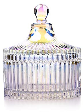 EJOTSTSD Kristallglas Vorratsglas mit Deckel, zeltförmige Süßigkeitenschale, Tischdekoration Schmuckdose, Lebensmittelschal für Haushalt Badezimmer Hochzeit Weihnachten Grill/Frauen Geschenk Groß