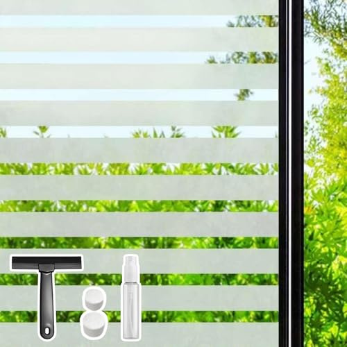 DARUITE Fensterfolie Blickdicht Milchglasfolie Selbstklebend Sichtschutzfolie Non-Klebefolie Fenster Sichtschutz Fensterfolien Folie Fenster Sichtschutz (60x300 cm, Fensterfolie Streifen)