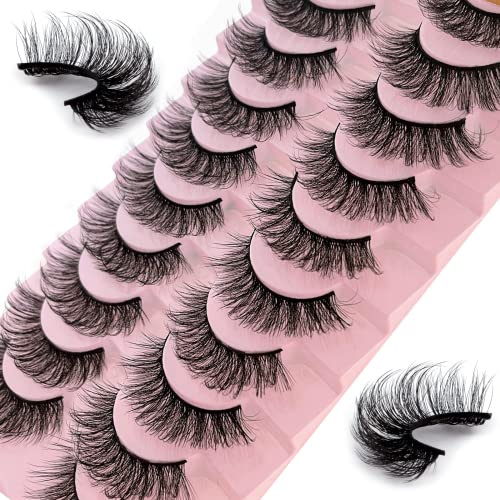Uliya Falsche Wimpern 10 Paar 7D D Curl Künstliche Wimpern Set (7D21) | Natürliche Look Wiederverwendbare Wimpern Russian Strip Lashes Volumen Dramatische Wimpern Leicht Handgefertigt False lashes