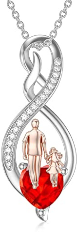 enjoylifecreative Vater Tochter Geburtsstein Halskette 925 Sterling Silber Unendlichkeit Herz Anhänger Halskette Geburtstag Weihnachten Schmuck Geschenke für Tochter von Papa