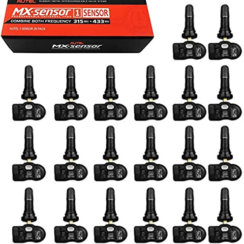 Autel TPMS Sensors, 20pcs MX Sensor, Rubber Stem 315/433MHz Tire Pressure Sensor, TPMS Relearn/Reset, Programmed by MaxiTPMS Tool TS401 TS408S TS508WF TS900 TS608 MS906TS ITS600