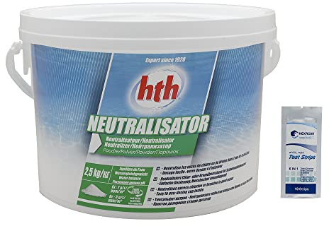 HTH NEUTRALISATOR Granulés (Cristaux) - 2,5kg | Neutralisateur de Chlore et de Brome + 10 Tests HPS OFFERTS 6 en 1
