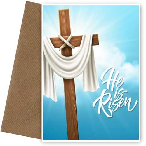 Religiöse Osterkarte für Freunde und Familie, Aufschrift He is Risen, traditionelle Osterkarte für Freunde und Verwandte der Kirche, einschließlich Christen, Pastor, Vikar, Reverend