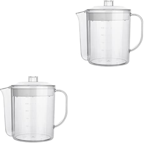 3 piezas Gadgets de tocino Olla de sopa de cocina Colador de grasa creativo Puede filtrar Tazas de té de cocina reutilizables Mango de aceite blanco Contenedor de medidas de plástico con tapa Separado