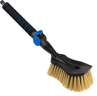 Tom PaR Autowaschbürste Premium Soft 54 cm, Wasseranschluss - Blau | Weiche Borstenspitzen, Absperrventil am Griff und gummierter Kopf gegen Insektenreste – schont den Lack bei der Handwäsche