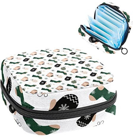 Period Pouch Portable Tampon Storage Bag,Tampon Holder for Purse Feminine Product Organizer,Winter Gloves & Stockings-01