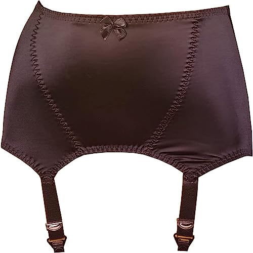 benbigbee Women's Lace Sexy Girdle Edge Vintage Satin Suspender, Garter Belt with 6 Adjustable Straps Metal Clips (Black,Large)