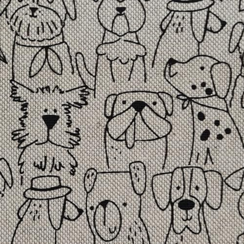Comic Hunde Stoff – Baumwoll-Mischgewebe 80% Baumwolle – Pflegeleicht, atmungsaktiv – Hunde Cartoon Stoff für Kleidung, Kissen, Taschen, Patchwork & DIY – Stoffbreite ca. 140 cm