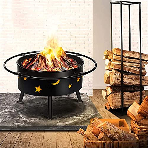 Bol de Foyer extérieur de 30 Pouces, Foyer à Bois avec Couvercle d'écran Anti-étincelles en Maille, Bassin de Chauffage de feu de Joie pour arrière-Cour, Jardin, Patio
