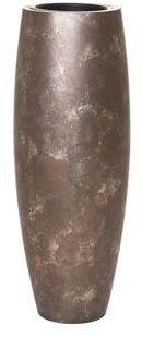 VIVANNO Pflanzkübel Fiberglas Magnum Quarzgrau - 80x23 cm Bodenvase Rund | Bauchige Blumenvase mit Kunststoffeinsatz für Innen und Außen, Wetterfeste Deko in Steinoptik, Elegante Pflanzsäule