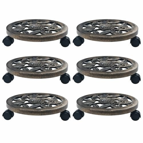 BaraSh Pflanzenroller 6 STK. Bronze 30 cm Kunststoff Rollbrett Pflanzen BlumenstäNder Mit Rollen