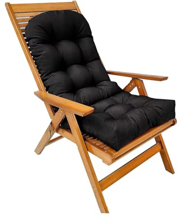 Liegekissen, Leichte Terrassen-Sitzpolster, Möbelkissen, Verschleißfestes, Weiches, Bequemes, Getuftetes Sitzpolster mit Hoher Rückenlehne für Garten-/Innenschaukelstuhl(Noir)