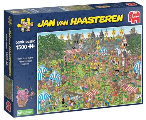 Jan Van Haasteren Robin Hood Festival - 1500 Piece Adults Puzzle & Comic - Large Jigsaw for Adults - 100% Recycled Cardboard, Fun Colourful Puzzle - 68 x 49cm