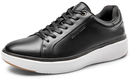 Bruno Marc Zapatos Casual Cordones Ligero para Hombre Suela EVA y Goma Antideslizantes de 4cm Zapatillas de Deporte para Caminar Moda Sneakers,Size 43,Negro,SBFS2418M