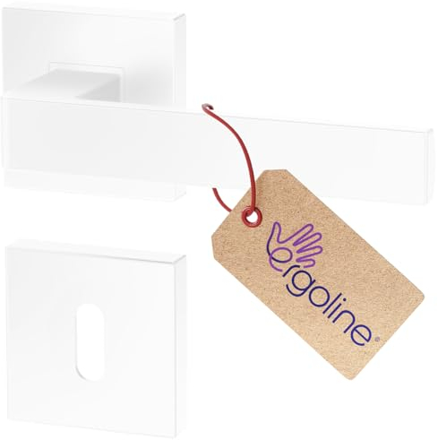 Poignée de porte d'intérieur ERGO, blanche, pour portes d'intérieur à clé, poignée carrée blanche mate, garnitures de porte