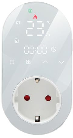 Digitale Thermostat-Steckdose, Temperaturregler, Steckdose für Reptilien-Inkubator, Gewächshaus, Braukühlschrank (White)
