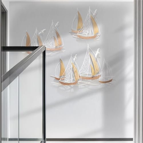 Wanddekoration, Metallsegelboot, Wandkunst, 3D-Schiffswandskulpturen, handgefertigte Metallsegelboote, rustikale Regatta-Segelboote für Wohnzimmer, Schlafzimmer
