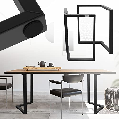 ML-Design Jeu 2X Pieds de Table Arrow, Forme de V, Noir, L44xH72, Métal, Design Industriel, Protection du Sol, Piétement à Patins Table Basse Salle à Manger/Bureau, Patins de Table pour Projets DIY