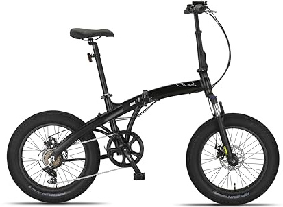 PACTO One FATBIKE - Bicicleta plegable (6 velocidades, marco de aluminio, frenos de disco, luz LED, 17 kg), color negro