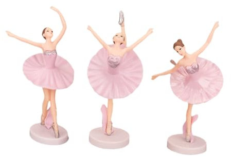 RORPOIR 3 Stück Ballerina Ornament PVC Ballettmädchen Puppen Wohnkultur Stabile Basis Lebensecht Brug Für Schreibtischdekoration Und Cupcake Topper