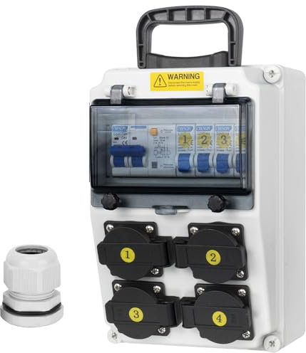 CHENGPI Power Distribution Box - 110V 80A Wall Mount Electrical Box with Breaker, with IP44 NEMA 5-20 Power Outlet Panel - Electrical Outlet Box for Construction Sites, workshops and Factories