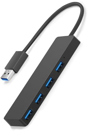 KUKUPOW Hub USB 3.0, Hub a Quattro Interfacce USB 3.0, Sdoppiatore usb, Multipresa USB, Adatto per PC, Laptop, Xbox, PS5, Tastiera, Mouse, Cuffie Cablate, Disco Rigido usb e Altro Ancora (Nero)