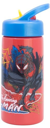Stor Gourde de sport Spiderman avec paille et poignée intégrée, 410 ml