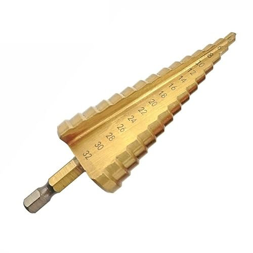 3-12 4-32mm HSS Titanium Coated Metal Hex Core Drill Bits High Speed Steel Step Drill Bit Set Cone Hole Wood Cutter Taper Metric(4-32)