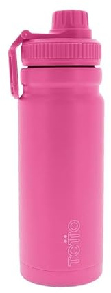 TOTTO - Botella de Agua Acero Inoxidable, 550 ml, Modelo Jet, Botella Deportiva con Asa de Agarre, Cierre Hermético, Botella Térmica, Mantiene tus Bebidas Frías o Calientes, Color Fuchsia Purple