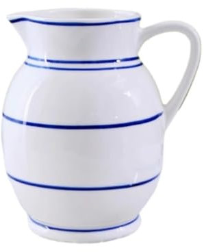 AMYSTY Lattiera Salsiera Grande Brocca for Il Latte in Ceramica Colorata sotto Smalto con Strisce Blu, Grande Tazza for Il Latte E Secchio for Il Succo Bricco Latte Brocca da Portata