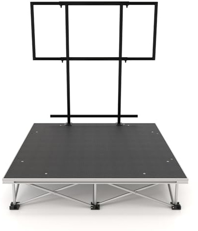 PD X-Lite750 Portable Orchestra Conductor Podium, 1m x 1m Stage, 20cm Adjustable Riser, Steel Safety Handrail, Anti-Slip Surface, Pro Music Stand Platform