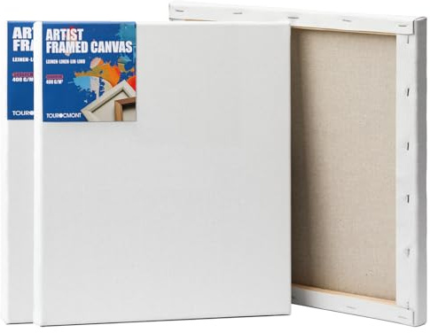 Keilrahmen Leinwand zum Bemalen 50x60 cm 3er Set -440 g/m² aus Leinen bespannte Leinwände für Acrylfarben, Ölfarben, Gouache