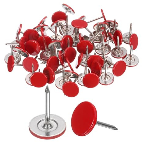 QUARKZMAN 60 Stück Polsternägel 11mmx15mm Flachkopf Dekorative Möbelnägel Druckknöpfe Für Möbel Sofa Kopfteile Rot