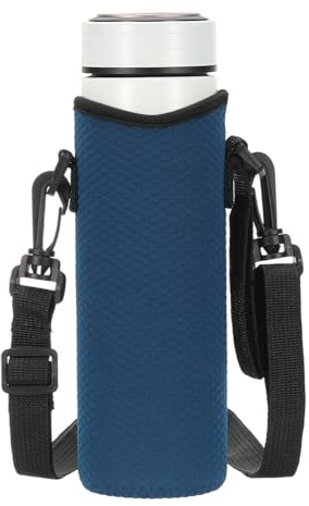 QUARKZMAN Fascia Portabottiglie Neoprene Con Cinturino, Custodia Portatile Per Bottiglia D'Acqua Isolata Da 12 Oz Con Griglia Diamante, Copribottiglia Con Manico, Blu Navy
