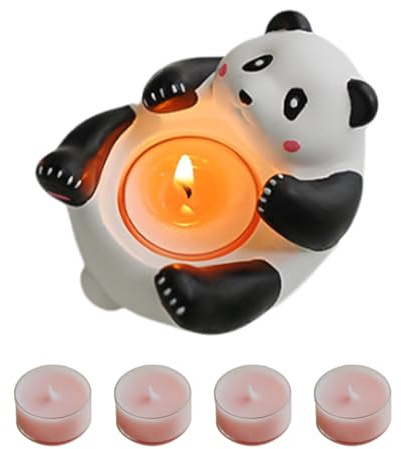 Velas Candelita Perfumadas,Candelabros Votivos,Centro de Mesa con Forma de Vela con Estatua de Panda Linda - Figuras de Animales pequeños para Centro de Mesa y decoración del hogar