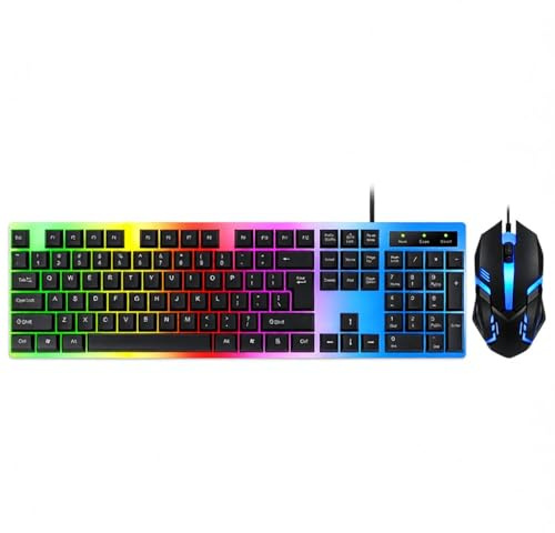 TF230 trådbundet speltangentbordsset med LED-bakgrundsbelyst mekanisk känsla tysta tangenter USB Plug and Play för bärbar dator PC-spelare kontor arbete bekvämt taktilt skrivverktyg
