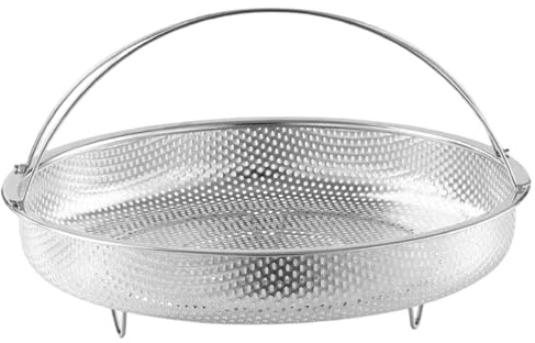Rejilla de vapor|Cesta de vapor para olla Rejilla de de acero inoxidable de 9, 7 pulgadas con asa y pies de apoyo microperforados para olla